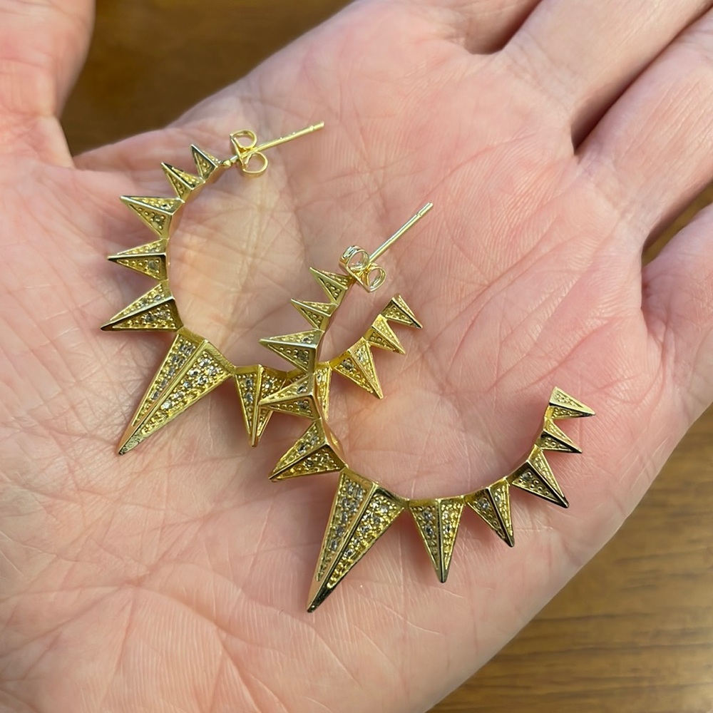 Gold Spiked Hoop Earrings
